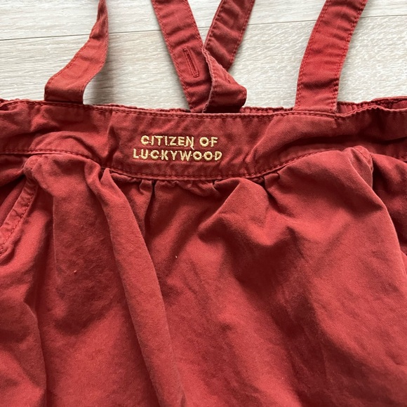 Tinycottons Girl’s Citizens of Luckywood Overall Dress Orange Red - Size 6 - Picture 2 of 6